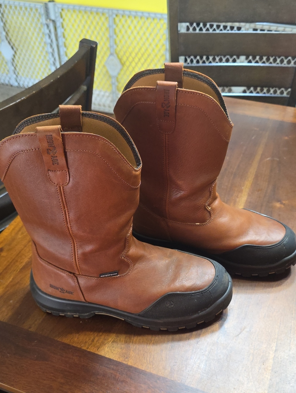 Men's Iron Age Brown Leather Pull-On Work Boots